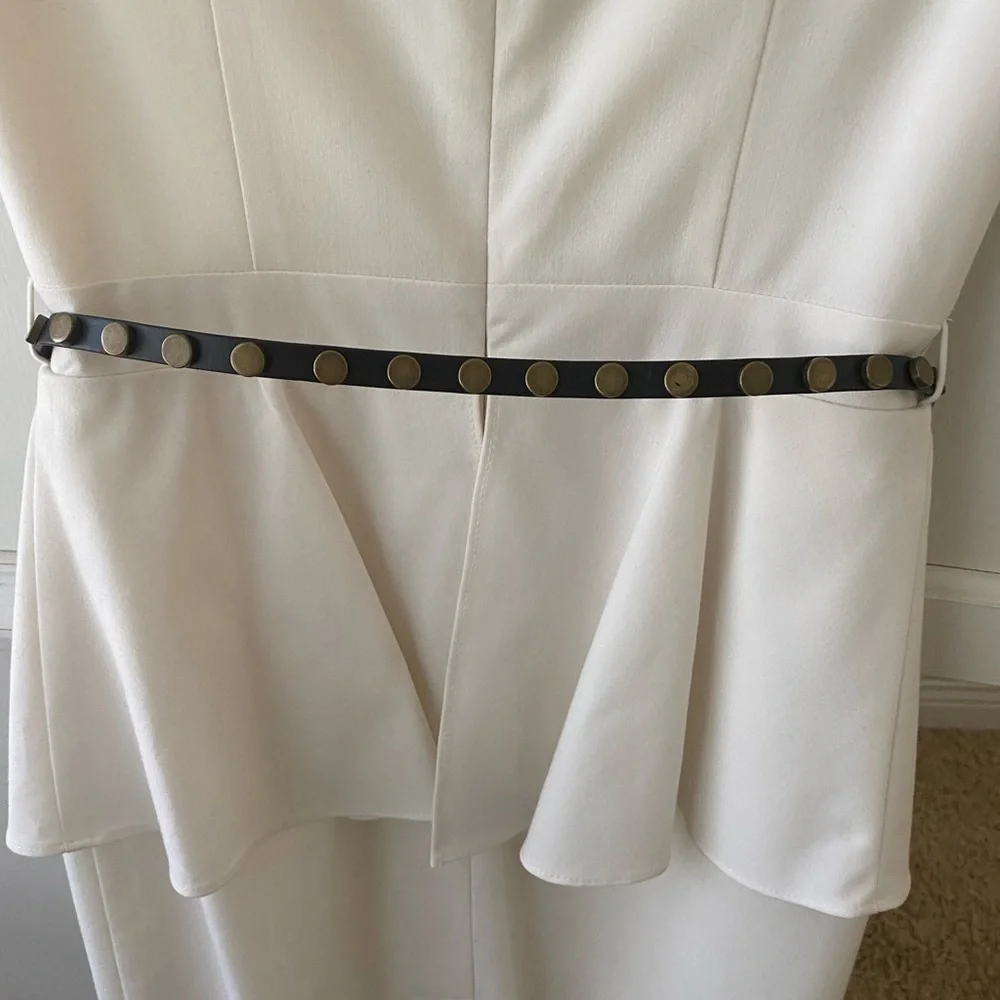 white peplum dress with belt - Picture 13 of 14